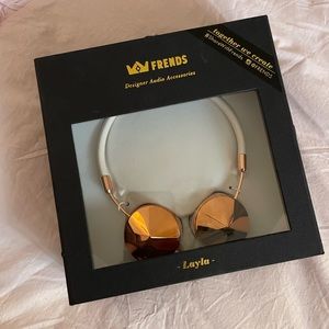 Frends Rose Gold Headphones with alternate pearl covers